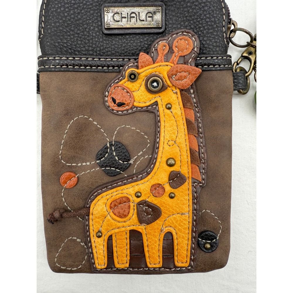 Chala Giraffe Cell Phone Crossbody Bag Women OS Brown Excellent Faux Leather